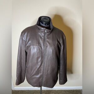 Andrew Marc New York Men's Brown Leather Jacket  size XL